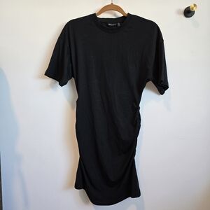 Black Ruched Side T Shirt Dress